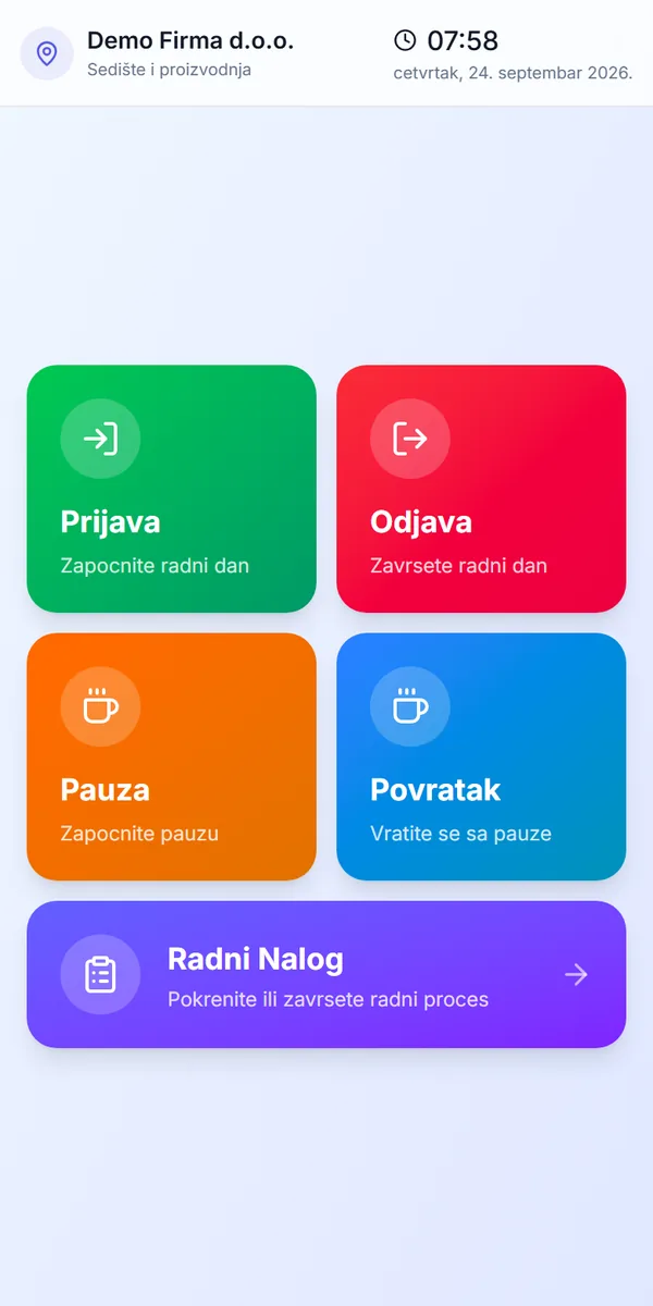 Prijava na posao sa telefona: prijava, odjava, pauza, povratak i radni nalog
